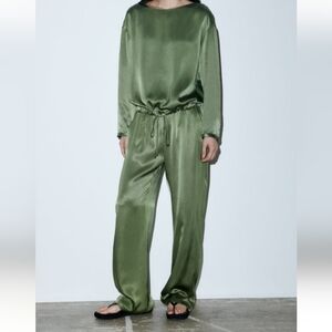 Zara flowy Satin Full Lenght Pants Sz- XXL